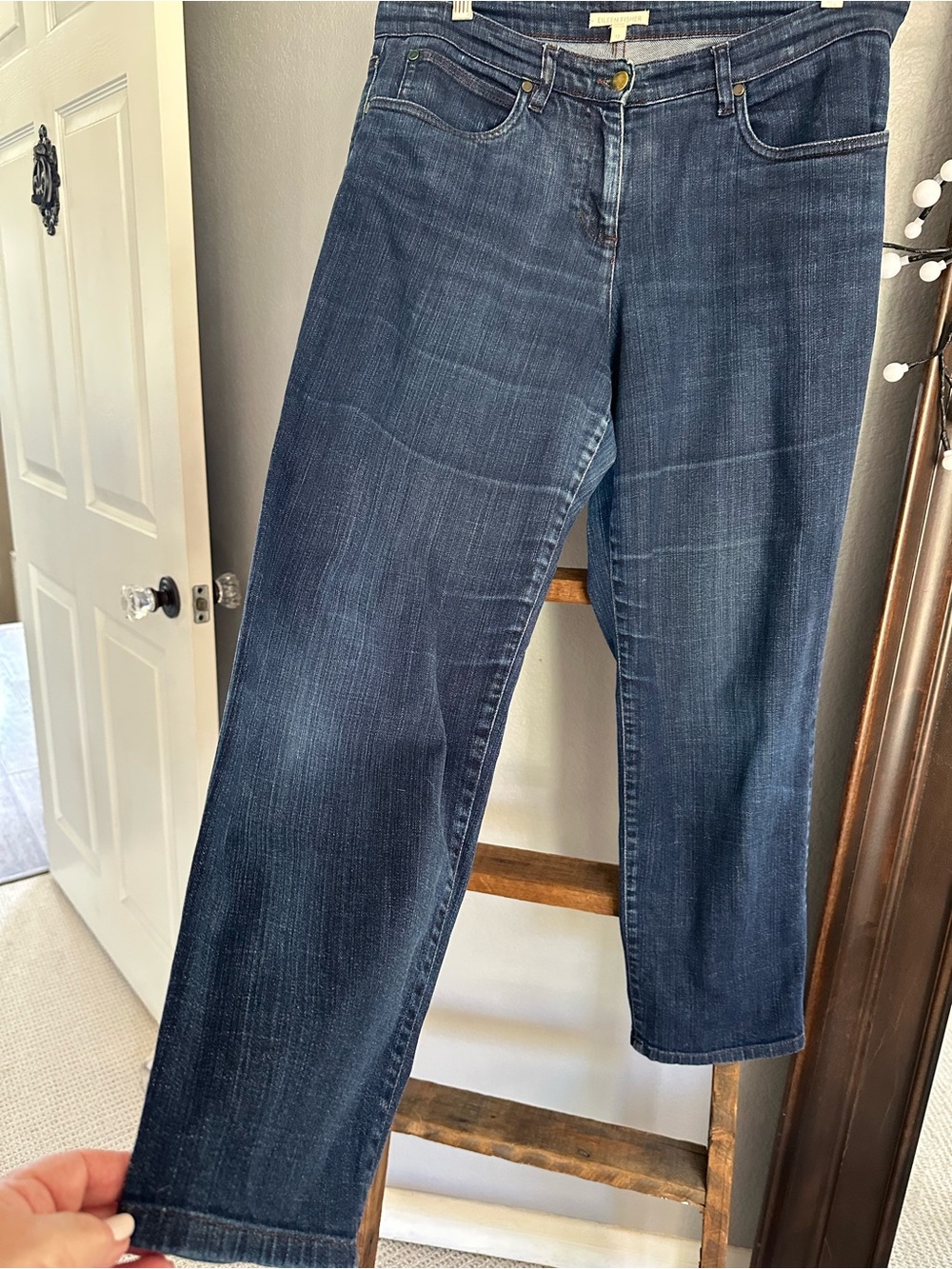 Eileen Fisher Dark Indigo Straight-Leg Jeans, size 12 - Picture 3 of 13